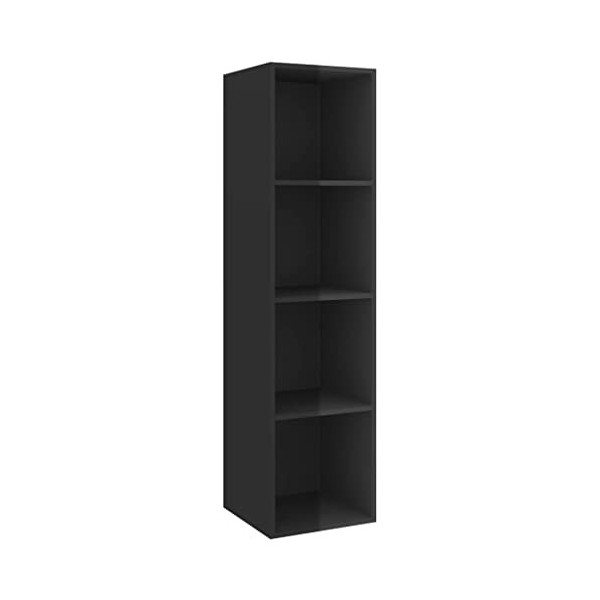 Meuble TV Murale | Style Contemporain | Rangement matériel télé Audio Video Gaming | 37x37x142,5cm Noir Brillant