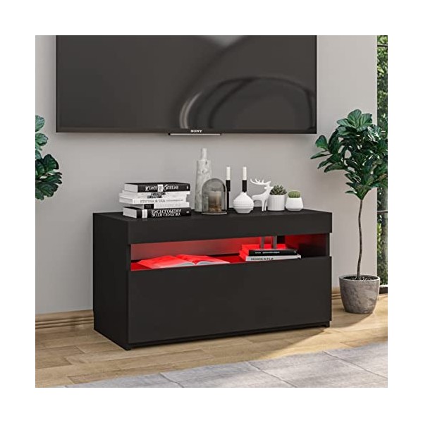 Norheim Meuble TV LED scandinaves, Moderne avec lumières LED-Gris béton 75x35x40 cm