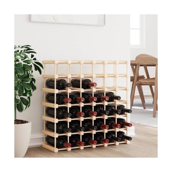 JUNZAI Casier à vin pour 42 Bouteilles 68,5x23x68,5 cm pin Massif,Armoire Metal,Meuble Garage,Armoire Rangement