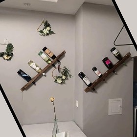 Casier à vin Porte-Bouteilles Simple et créatif, Porte-Bouteilles en Bois Rouge à Suspendre, Porte-Bouteilles Mural pour Bar 