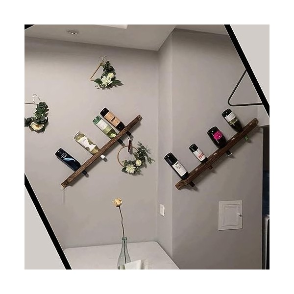 Casier à vin Porte-Bouteilles Simple et créatif, Porte-Bouteilles en Bois Rouge à Suspendre, Porte-Bouteilles Mural pour Bar 