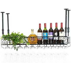 ANSNOW Casier À Vin, Bar, Restaurant, Suspendu, Casier À Verres À Vin, Étagère de Rangement En Fer Métallique, Gobelets À Vin