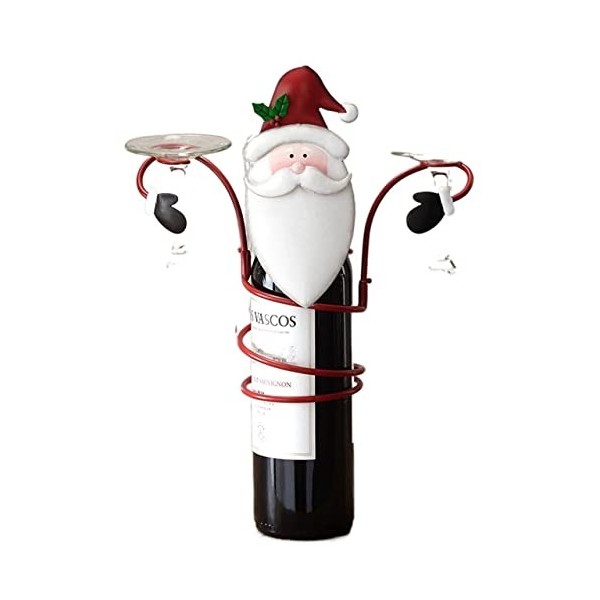 Casier à vin Porte-verre à vin de Noël sur pied Porte-bouteille de vin de vacances Décorations artisanales en métal Ornements