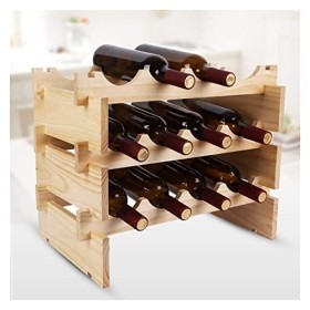 Casier à vin multicouche empilé |Étagère à bouteilles de vin superposée en bois massif |Présentoir de décoration domestique c