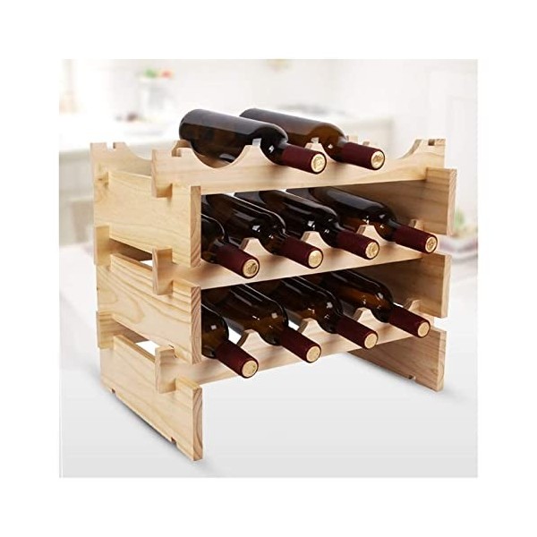 Casier à vin multicouche empilé |Étagère à bouteilles de vin superposée en bois massif |Présentoir de décoration domestique c