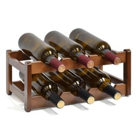 MObyat Casier à vin Casier à vin 2 Niveaux 6 Bouteilles en Bambou Affichage de Stockage de vin casier à vin empilable Support