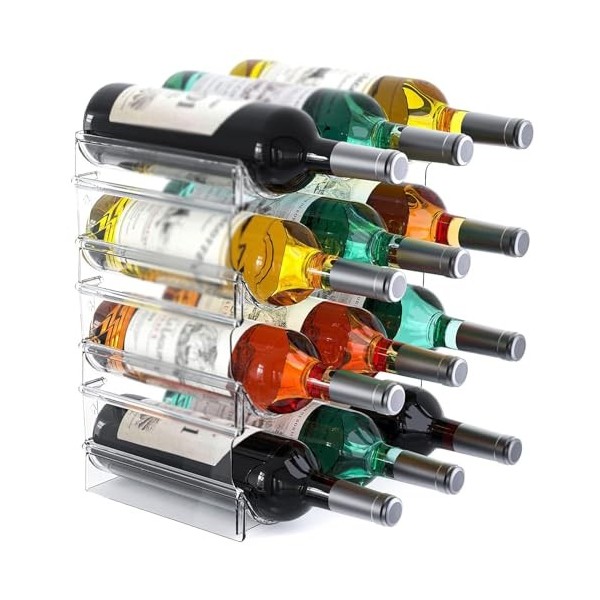 MObyat Casier à vin Casier à vin Casier à vin de Stockage daffichage à 4 Niveaux 12 conteneurs Support de Stockage de Boutei