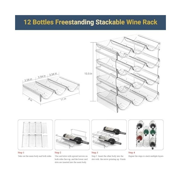 MObyat Casier à vin Casier à vin Casier à vin de Stockage daffichage à 4 Niveaux 12 conteneurs Support de Stockage de Boutei