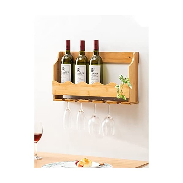 ELzEy Porte-Verre à vin Mural - Présentoir à vin Suspendu - Étagères murales en Bois Massif, Armoire à vin Murale pour casier