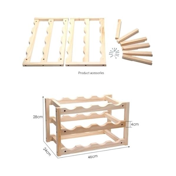 Casier à vin en Bambou Casier à vin 3 Couches 12 Bouteilles de casier à vin en Bois présentoir à vin casier à vin Support de 