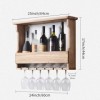 XonLio Étagère à vin murale double couche pour verre à vin et tasse à vin, étagère à vin murale industrielle rustique, décora
