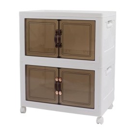 Luqeeg Bacs de Rangement Pliables Durables avec Portes Transparentes et 4 Roues – Organisateur Empilable, Polyvalent et Multi