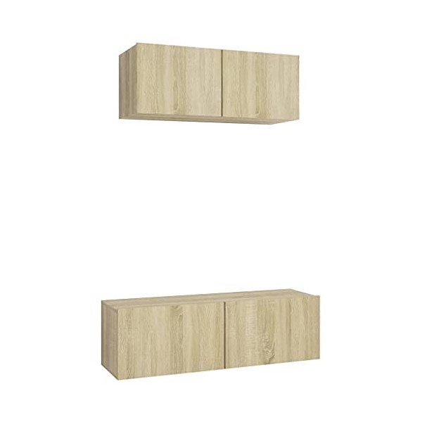 vidaXL Ensemble de Meubles TV 2 pcs Centres de Divertissement Armoires Multimédia Meubles de Salle de Séjour Intérieur Sonoma