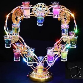 UZSPAC Étagère à Vin Métal Rangement Verre a Cocktail Porte Verre à Vin Éclairé par LED pour Les Fêtes, Bars, KTV - Finition 