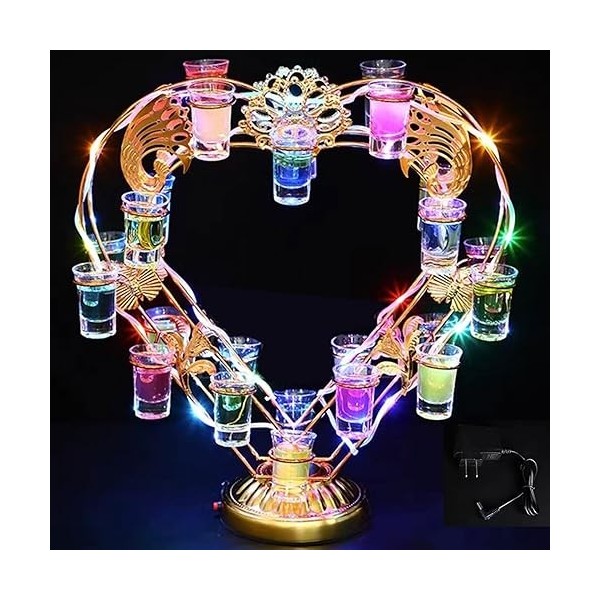 UZSPAC Étagère à Vin Métal Rangement Verre a Cocktail Porte Verre à Vin Éclairé par LED pour Les Fêtes, Bars, KTV - Finition 