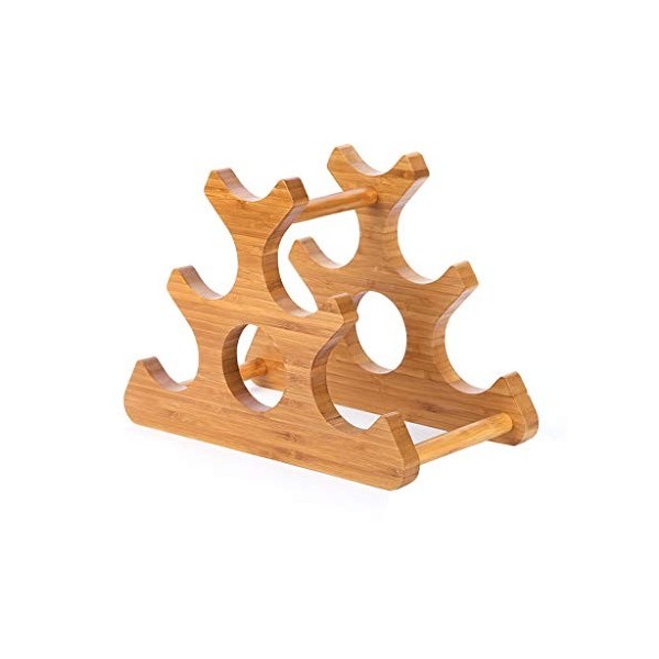 SOVORM Casier à vin Casier à vin en Bois Naturel sur Pied Porte-Bouteilles de vin ménager Décoration créative 6 Bouteilles C