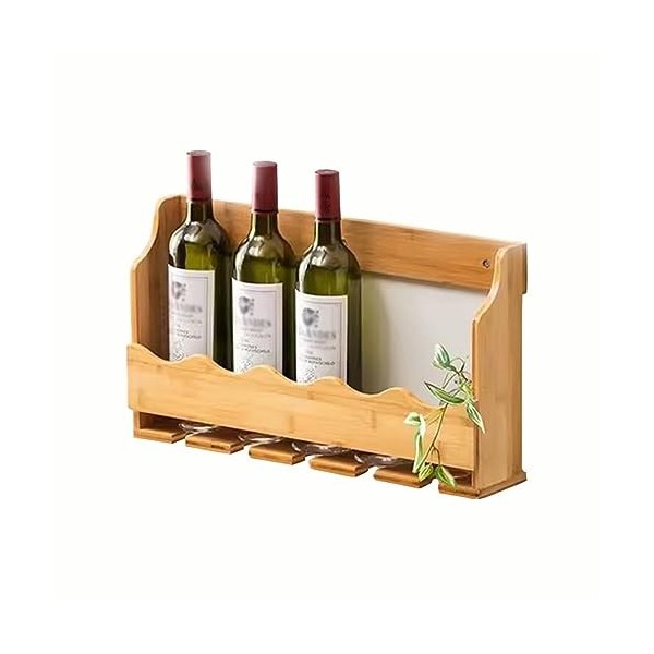 Casier à vin 6 Bouteilles, Meuble de Bar en Bambou, étagère Murale, Utilisation pour la Cuisine, Le Bar, Le Garde-Manger, la 