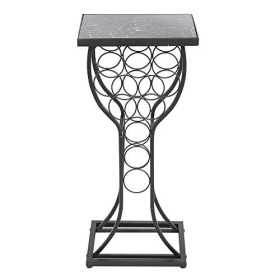 Ausla Meubles en Métal avec Surface de Table Marbrée et Casier à Vin, Casier à Vin Organisateur de Bouteilles de Vin Stockage