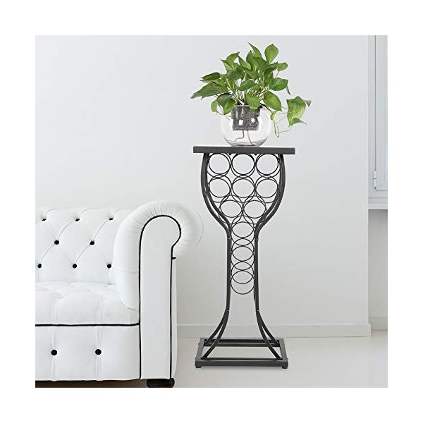 Ausla Meubles en Métal avec Surface de Table Marbrée et Casier à Vin, Casier à Vin Organisateur de Bouteilles de Vin Stockage