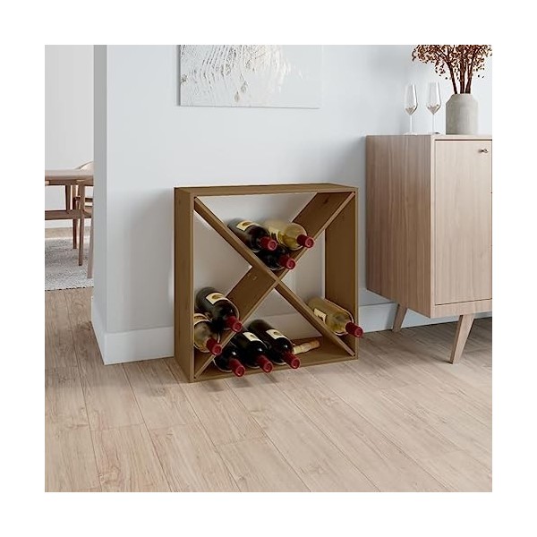 FAMIROSA Armoire à vin Marron Miel 62x25x62 cm Bois de pin Massif 7.3KG 