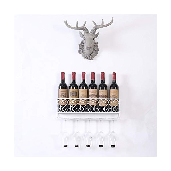 ANSNOW Casier À Vin Mural En Métal Avec Cadre En Verre À Vin, Casier À Verres À Vin, Présentoir À Vin Pour Salle À Manger Et 