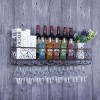 ANSNOW Casier À Vin Mural En Métal Avec Cadre En Verre À Vin, Casier À Verres À Vin, Présentoir À Vin Pour Salle À Manger Et 