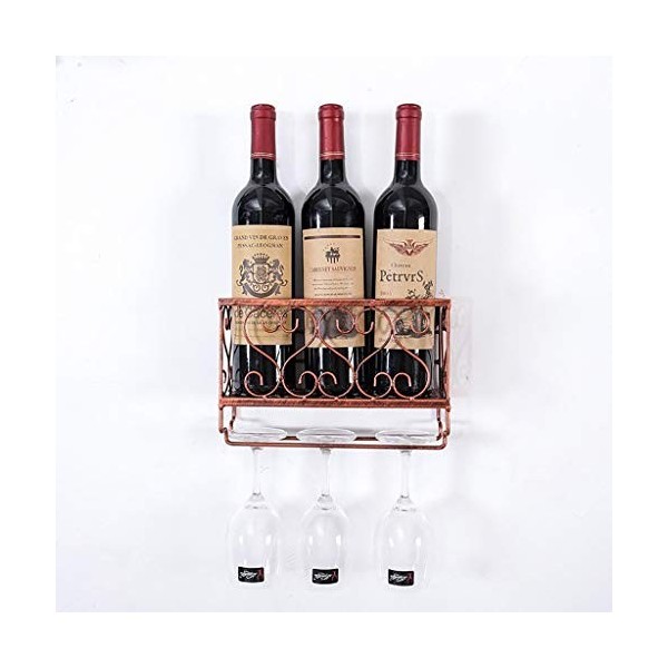 ANSNOW Casier À Vin Mural En Métal Avec Cadre En Verre À Vin, Casier À Verres À Vin, Présentoir À Vin Pour Salle À Manger Et 