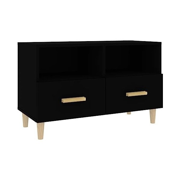 Annlera Meuble TV Noir 80x36x50 cm Bois dingénierie Classique Banc TV Décorer Pièce Minimaliste Armoire TV Fonction daffich