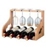 MObyat Casier à vin Support à Verres à vin en Bois, Support à vin pour 4 Bouteilles de vin et 4 gobelets, Support à vin sur P