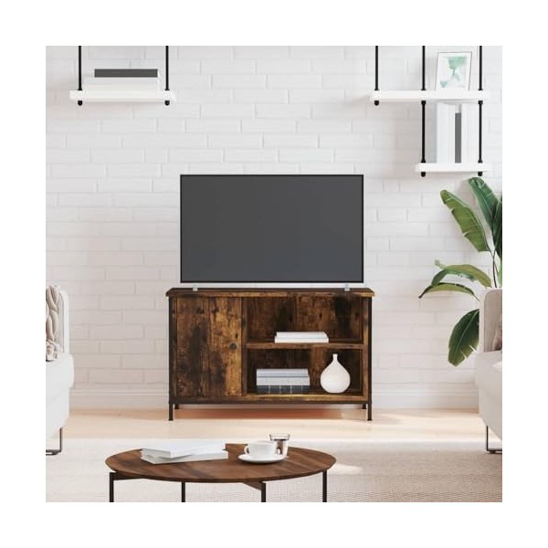 Tidyard Meuble TV Banc TV Meuble de Salon Chêne fumé 80x40x50 cm Bois dingénierie