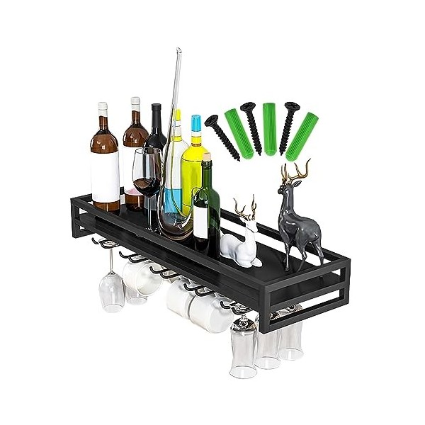 Casier à vin mural, support de verre à vin en fer 24/31/39 pouces, support de verre à vin peu encombrant, robuste et durable,