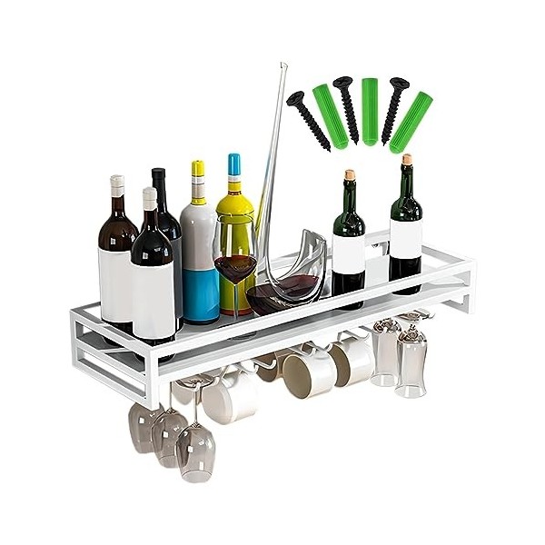 Casier à vin mural, support de verre à vin en fer 24/31/39 pouces, support de verre à vin peu encombrant, robuste et durable,