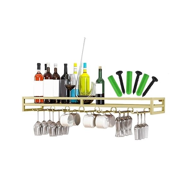 Casier à vin mural, support de verre à vin en fer 24/31/39 pouces, support de verre à vin peu encombrant, robuste et durable,