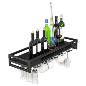 Bouteille de vin murale – Support en verre, support de verre à vin 24/31/39 pouces, support multifonctionnel pour économiser 
