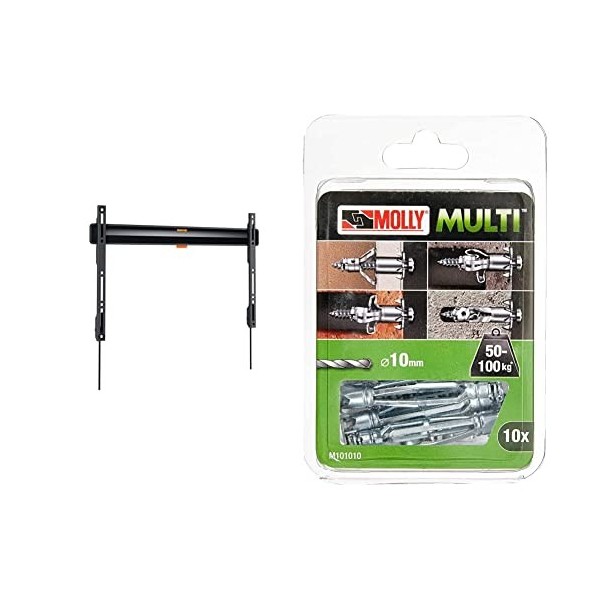 Vogels TVM 3605 Support Mural TV Plat pour téléviseurs de 40-100 Pouces, Max. 75 kg, Support TV Max & Molly M101010-XJ Molly