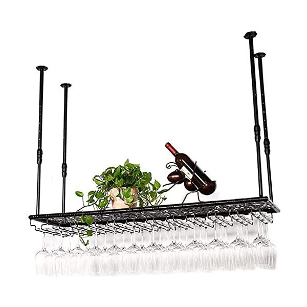 ANSNOW Casier À Vin, Bar, Restaurant, Suspendu, Casier À Verres À Vin, Porte-Bouteille de Vin À Hauteur Réglable, Supports À 