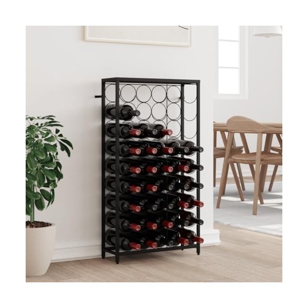 vidaXL Casier à Bouteilles de 45 Bouteilles Noir 54x18x100cm Fer forgé