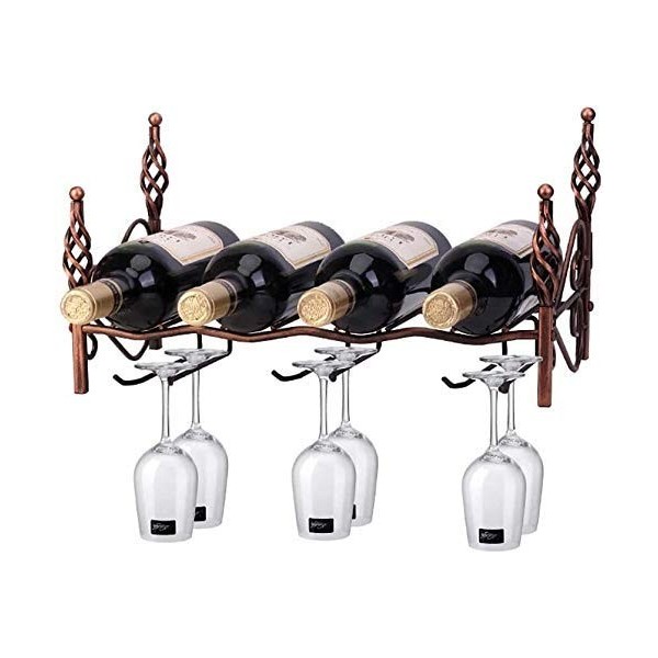 SCIAZA Casier à vin Mural en Fer, casier à vin Suspendu, Armoire à vin, Rangement de 4 Bouteilles Efficency