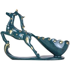 Sculpture créative en résine bleue casier à vin de cerf européen, statue faite à la main, maison rétro, salon, armoire à vin,