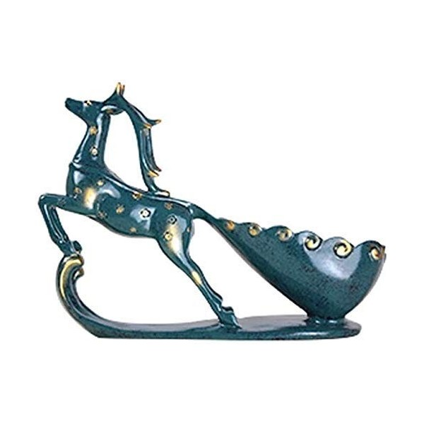 Sculpture créative en résine bleue casier à vin de cerf européen, statue faite à la main, maison rétro, salon, armoire à vin,