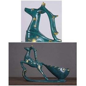 Sculpture créative en résine bleue casier à vin de cerf européen, statue faite à la main, maison rétro, salon, armoire à vin,