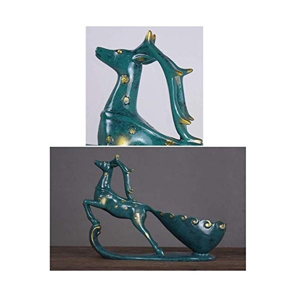 Sculpture créative en résine bleue casier à vin de cerf européen, statue faite à la main, maison rétro, salon, armoire à vin,