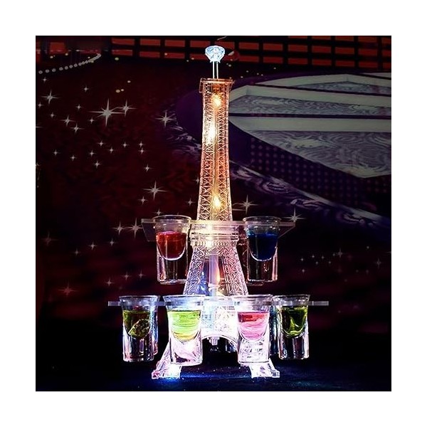 UZSPAC Support Tasse Forme de Tour Porte Verre à Vin Éclairé par LED Casier Vin Verre a Shot Stockage Disponible pour Liqueur