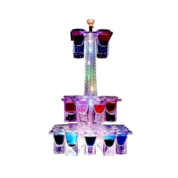 UZSPAC Support Tasse Forme de Tour Porte Verre à Vin Éclairé par LED Casier Vin Verre a Shot Stockage Disponible pour Liqueur