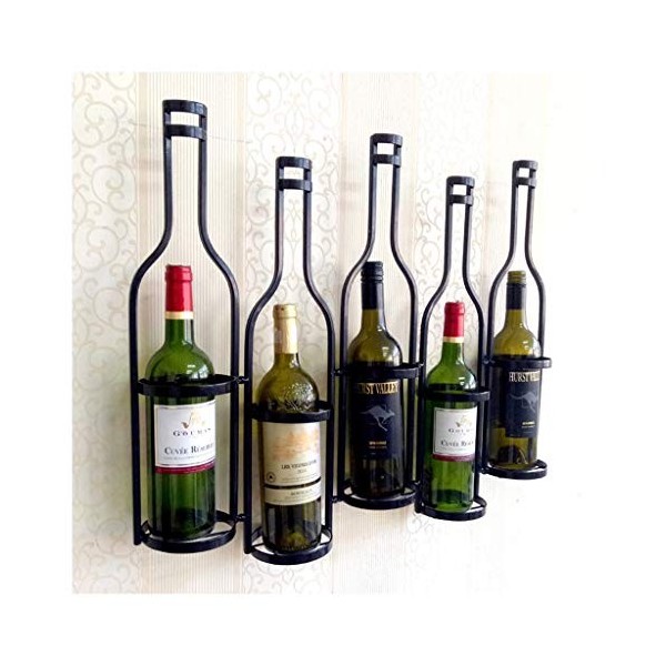FeeCoz Casier à Vin, Support de Décoration pour Armoire à Vin Suspendu Peut Contenir 5 Bouteilles de Vin en Fer Art/Blanc