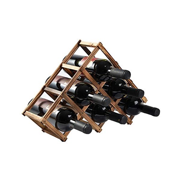 Casier à vin, Support de Collection de vin en nid dabeille Moderne, Armoire de Maison Verticale en Bois Massif/Noir fumé Co