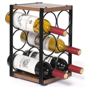 MObyat Casier à vin Casier à vin en Fer Support de Stockage de Bouteilles de vin sur Pied Support de vin de comptoir pour 6 B