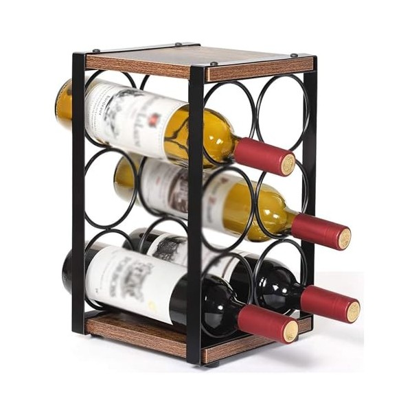 MObyat Casier à vin Casier à vin en Fer Support de Stockage de Bouteilles de vin sur Pied Support de vin de comptoir pour 6 B