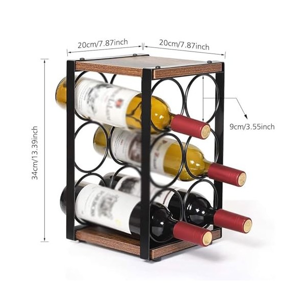MObyat Casier à vin Casier à vin en Fer Support de Stockage de Bouteilles de vin sur Pied Support de vin de comptoir pour 6 B