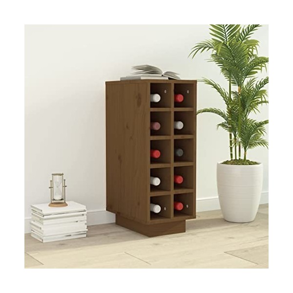 FAMIROSA Armoire à vin Marron Miel 23x34x61 cm Bois de pin Massif 7.3KG 